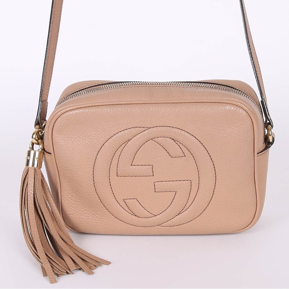 Gucci Soho Disco Bag Pebbled Calfskin Camelia